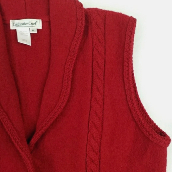 Vintage Coldwater Creek Red Boiled 100% Wool Sleeveless Vest Womens Size Medium - Picture 7 of 16